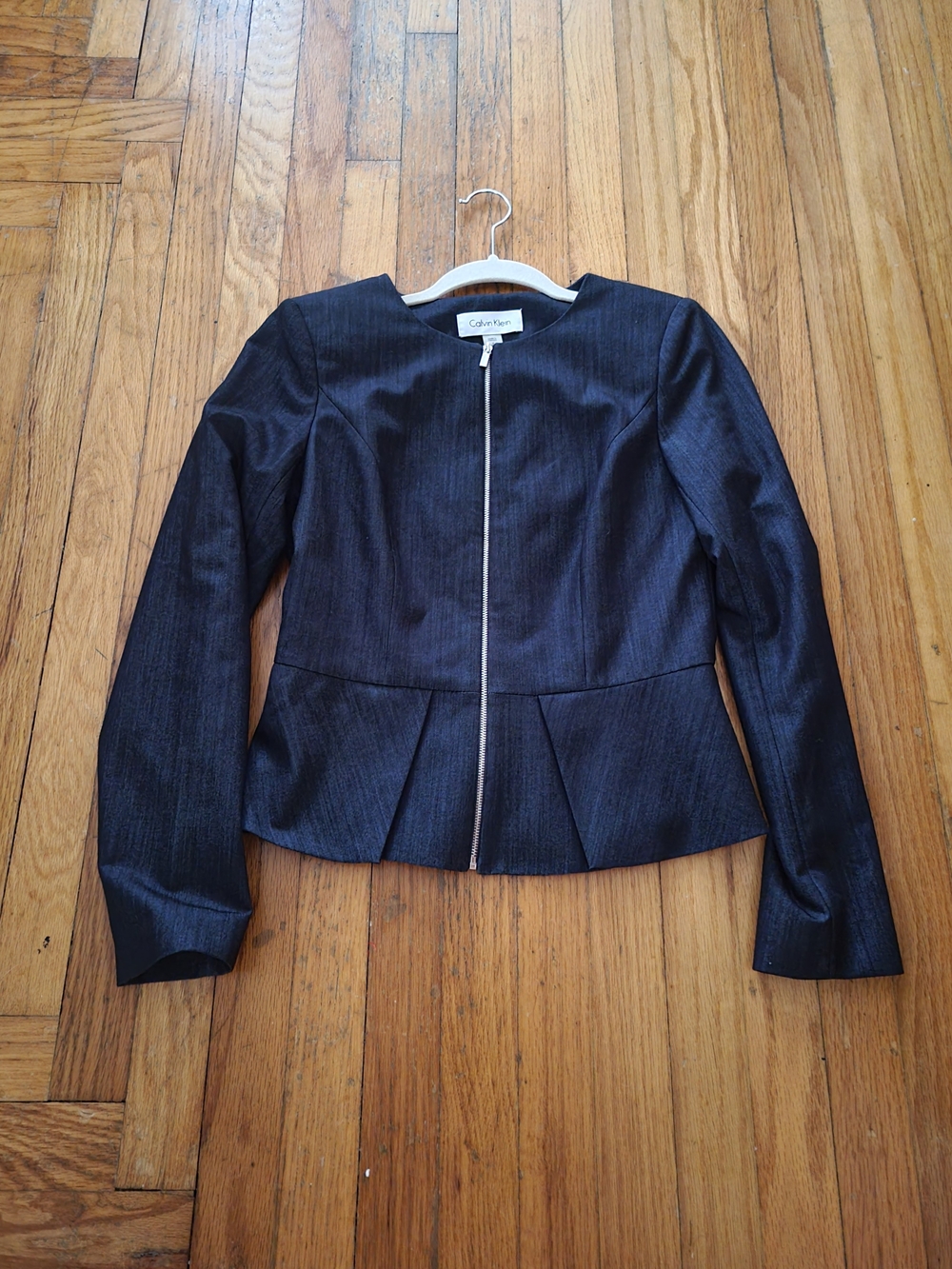 Calvin Klein Women's Black Peplum Zip Jacket